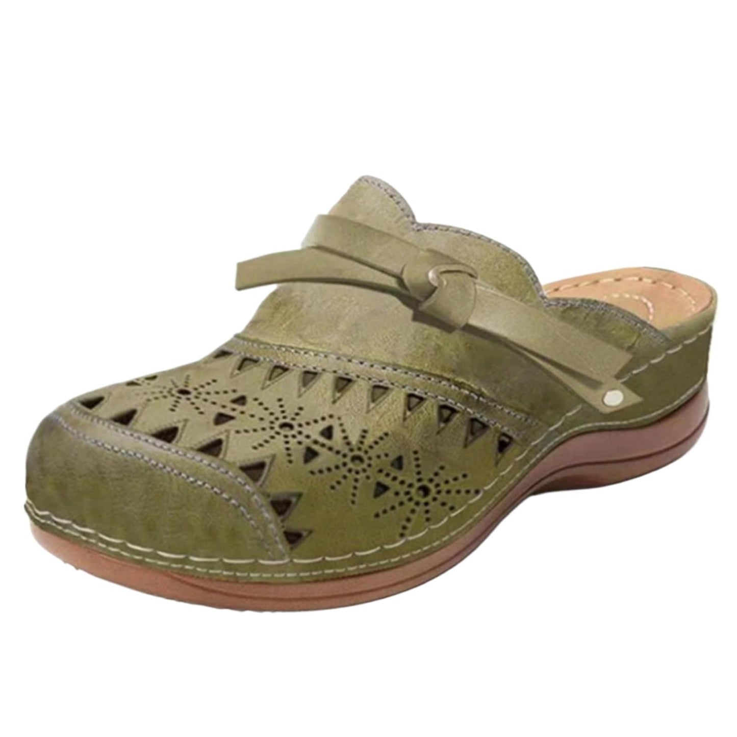 Women's Clogs Summer Comfortable Arch Support Wedge Sandals Hollow Out Closed Toe Slip On Slippers Shoes