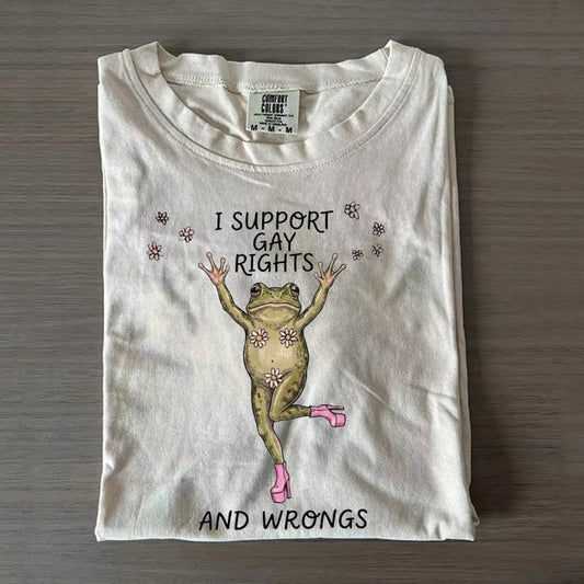 I support Gay Rights and Wrongs Funny Frog Meme LGBT Ally T-shirt