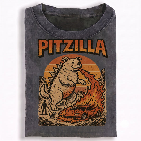 Retro Pitbull Monster Fire T-Shirt