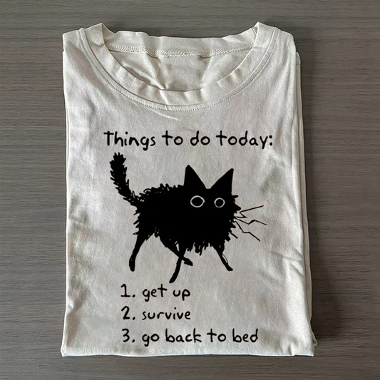 Lazy Cat Survive Day Funny Meme T-shirt
