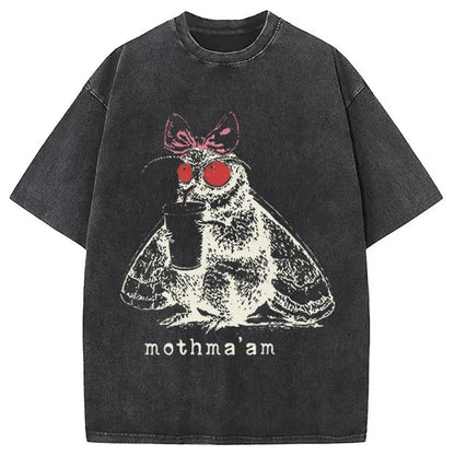 Mothma'am Funny Mothman DTG Printing Washed T-Shirt