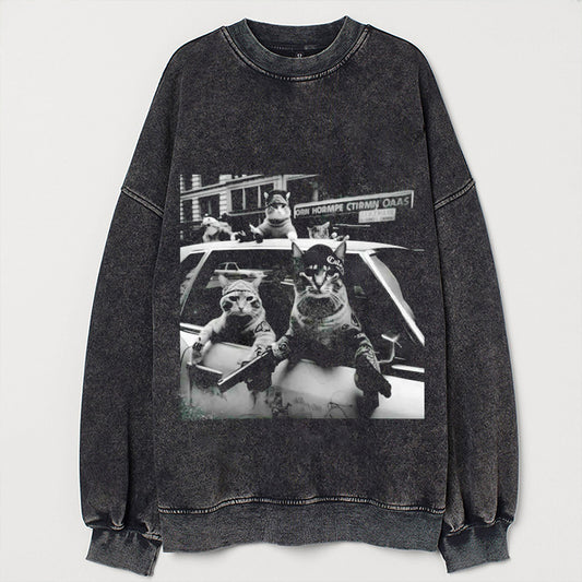 Funny Cat Gang Vintage Sweatshirt