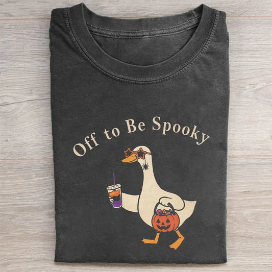Off To Be Spooky Goose Holding Coffee Pumpkin Bucket T-shirt