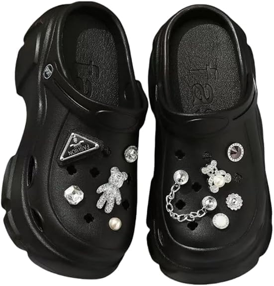 Women's Platform Clogs Slip On Slides Shoes Beach Sandals Gardener Clog Hight Heels Mule Slippers Garden Shoes DIY Accessories Sandals
