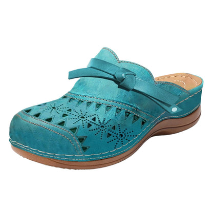 Women's Clogs Summer Comfortable Arch Support Wedge Sandals Hollow Out Closed Toe Slip On Slippers Shoes