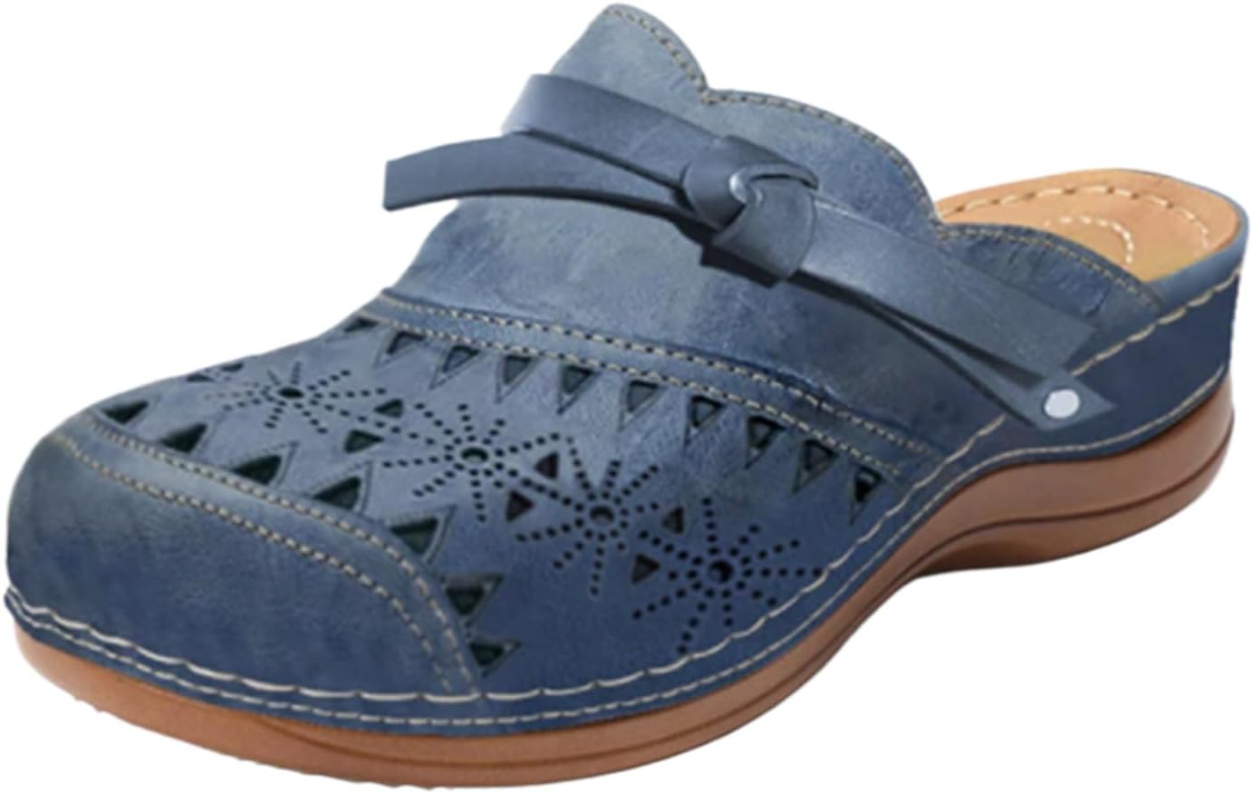 Women's Clogs Summer Comfortable Arch Support Wedge Sandals Hollow Out Closed Toe Slip On Slippers Shoes