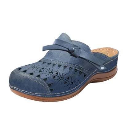 Women's Clogs Summer Comfortable Arch Support Wedge Sandals Hollow Out Closed Toe Slip On Slippers Shoes