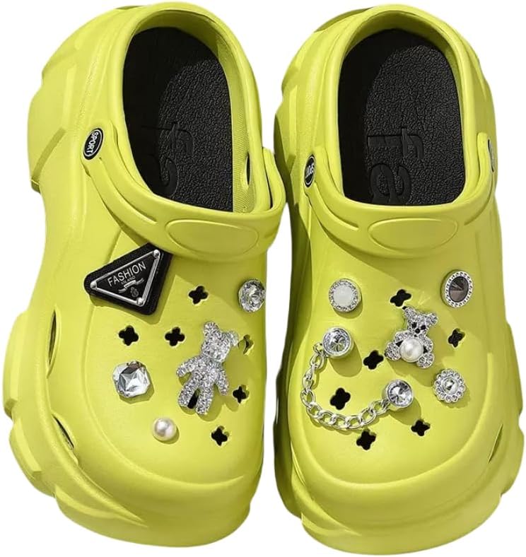 Women's Platform Clogs Slip On Slides Shoes Beach Sandals Gardener Clog Hight Heels Mule Slippers Garden Shoes DIY Accessories Sandals