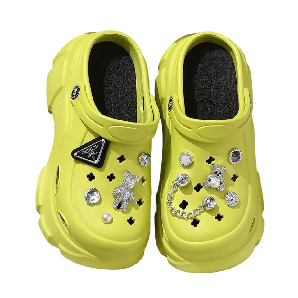 Women's Platform Clogs Slip On Slides Shoes Beach Sandals Gardener Clog Hight Heels Mule Slippers Garden Shoes DIY Accessories Sandals