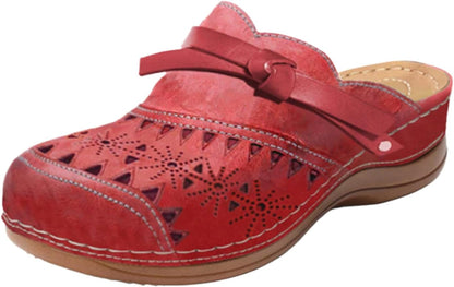 Women's Clogs Summer Comfortable Arch Support Wedge Sandals Hollow Out Closed Toe Slip On Slippers Shoes