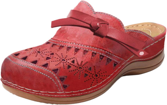Women's Clogs Summer Comfortable Arch Support Wedge Sandals Hollow Out Closed Toe Slip On Slippers Shoes