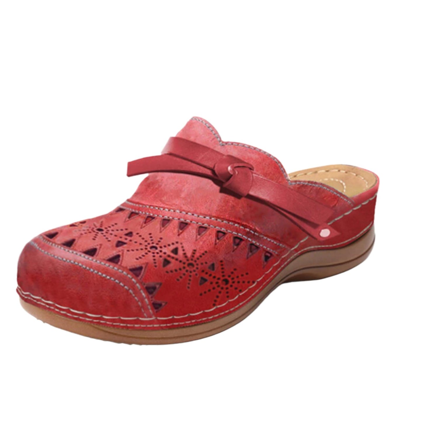 Women's Clogs Summer Comfortable Arch Support Wedge Sandals Hollow Out Closed Toe Slip On Slippers Shoes