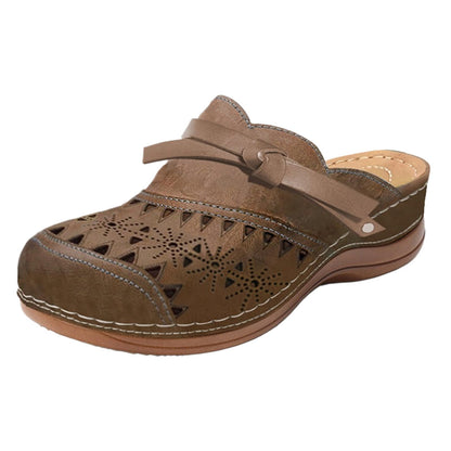 Women's Clogs Summer Comfortable Arch Support Wedge Sandals Hollow Out Closed Toe Slip On Slippers Shoes