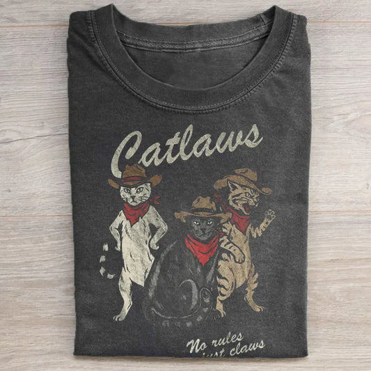 Vintage Cowboy Cat Graphic T-shirt