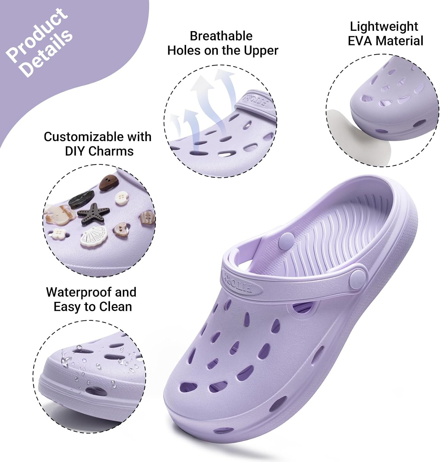 FITORY Unisex Garden Clogs, Womens and Mens EVA Slip on Shoes, Comfortable Quick Dry Lightweight Sandals for Beach Casual, Indoor and Outdoor Size 6-15