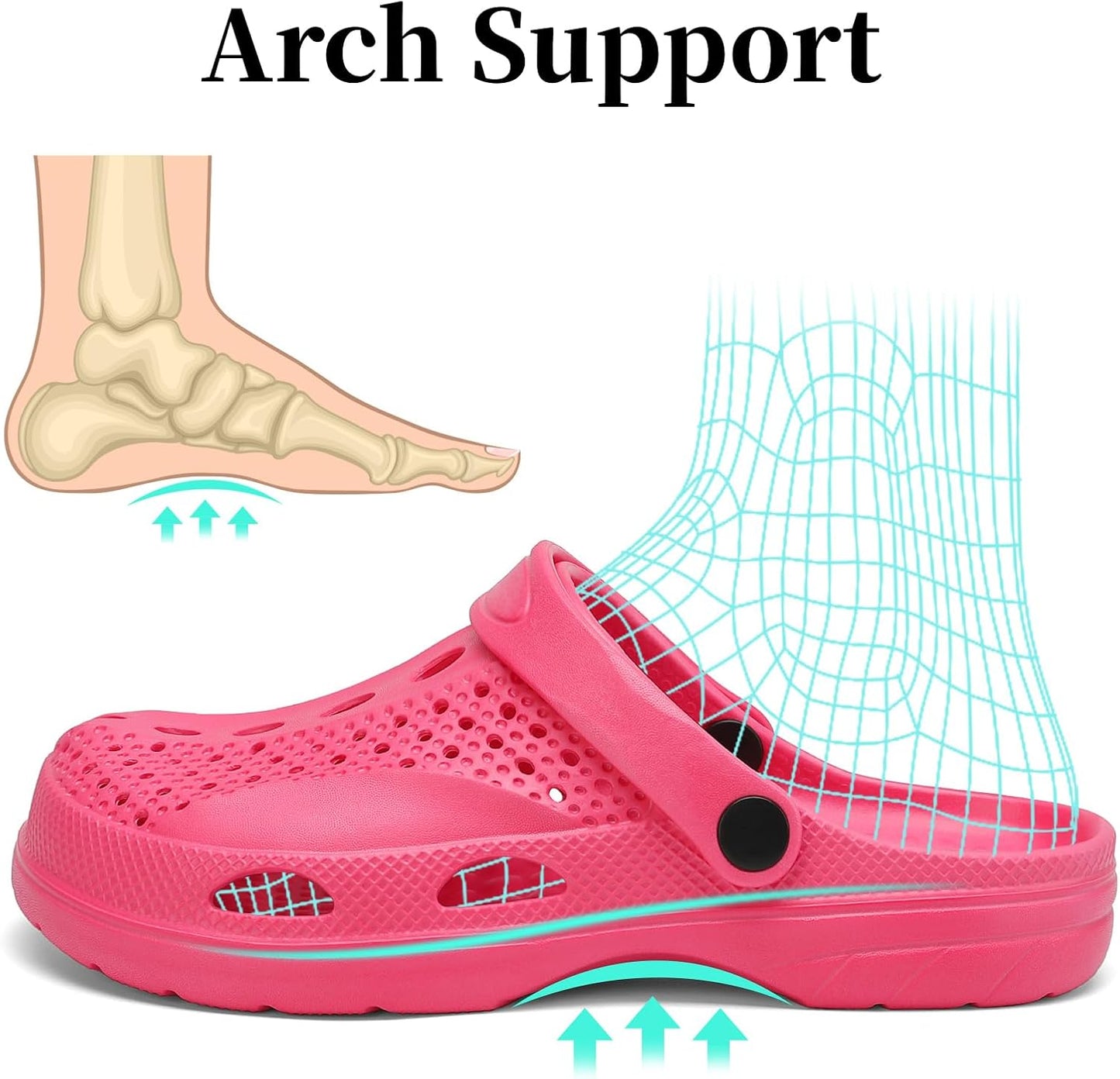 SOSOWHLTE Men's Women's Arch Support Clogs,Unisex Garden Shoes Comfortable Slip-on Outdoor Sandals Slippers for Beach Casual