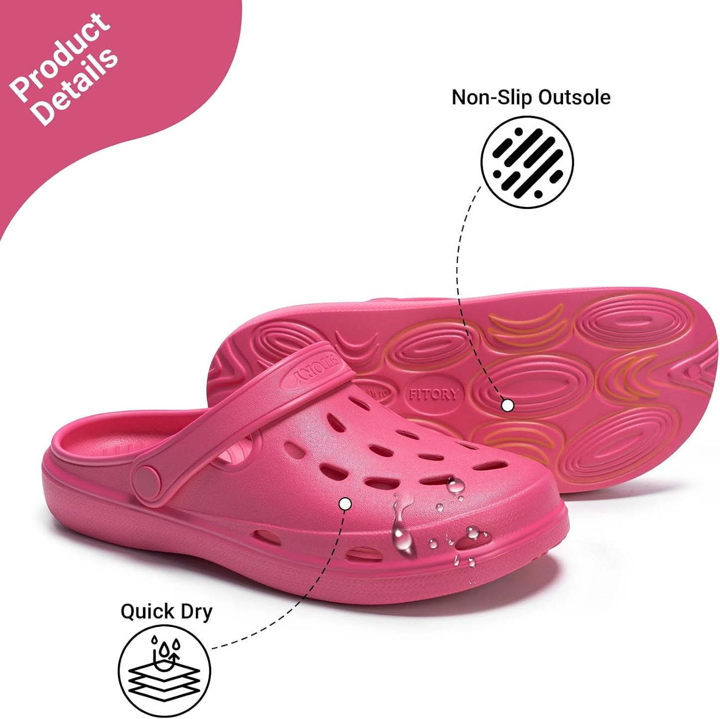 FITORY Unisex Garden Clogs, Womens and Mens EVA Slip on Shoes, Comfortable Quick Dry Lightweight Sandals for Beach Casual, Indoor and Outdoor Size 6-15