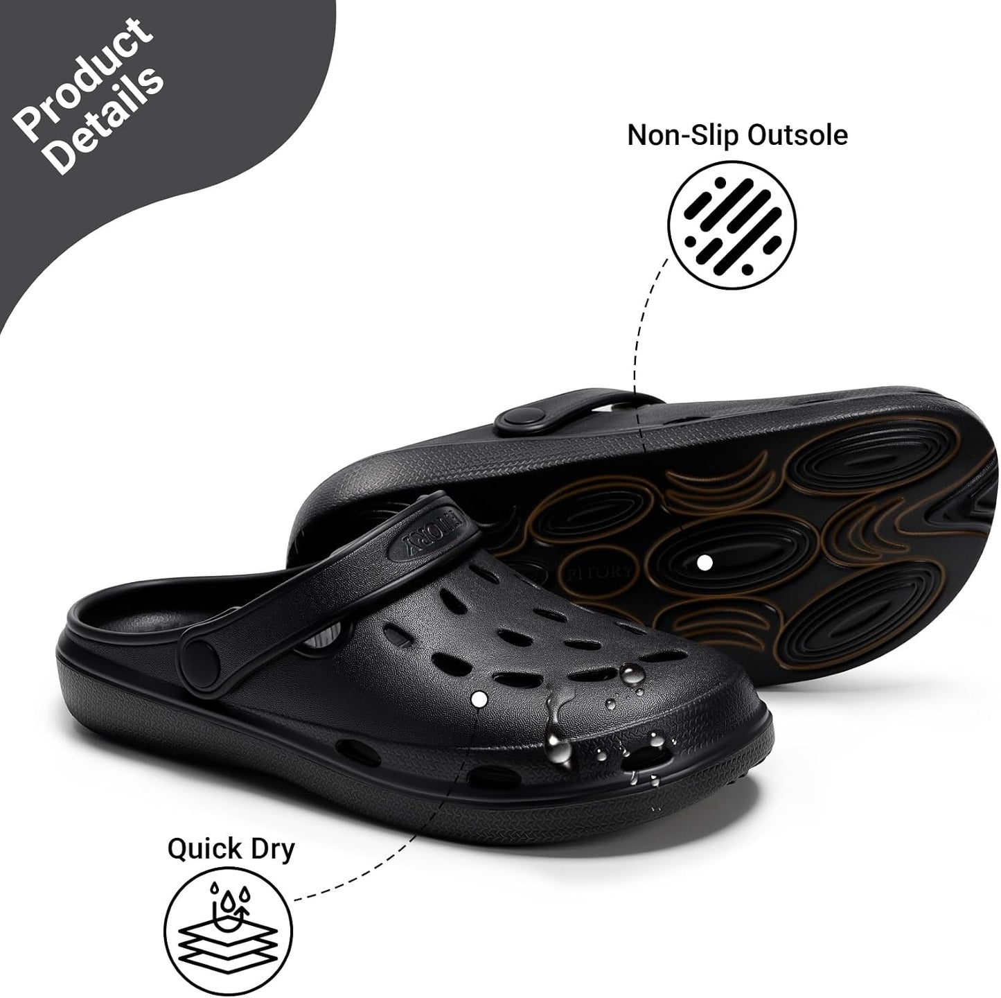 FITORY Unisex Garden Clogs, Womens and Mens EVA Slip on Shoes, Comfortable Quick Dry Lightweight Sandals for Beach Casual, Indoor and Outdoor Size 6-15