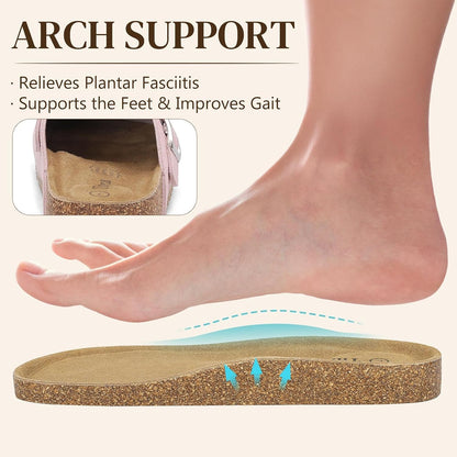 Womens 100% Genuine Suede Clogs Closed Toe Mules with Arch Support | Slip On Potato Shoes Memory Foam Footbed Comfortable Casual Sandals for Daily Wear