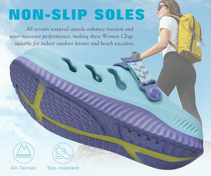 KuaiLu Womens Classic Recovery Clogs Comfortable Walking Cushion Sandals for Women Relif Plantar Fasciitis Ladies Orthotic Arch Support Slip-on Mules, Adult Slip Resistant Shoes