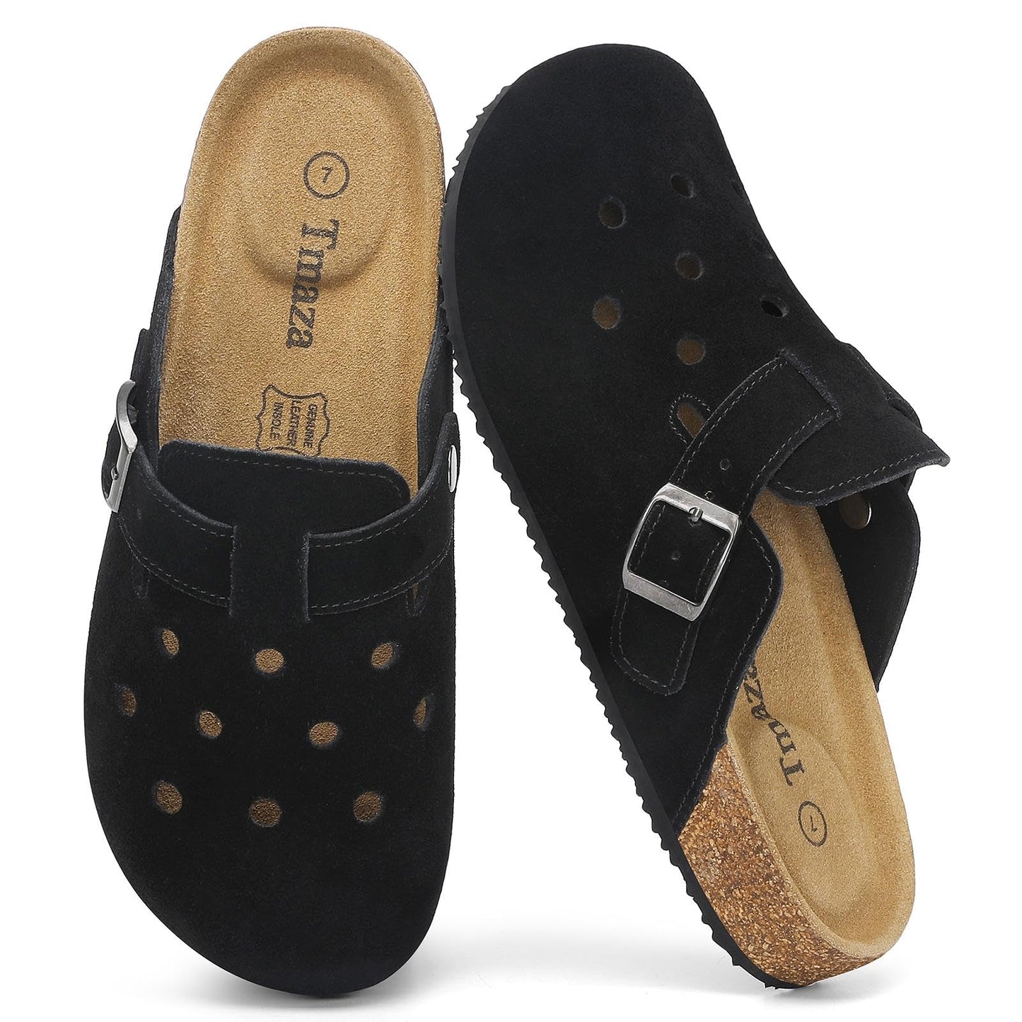 Womens 100% Genuine Suede Clogs Closed Toe Mules with Arch Support | Slip On Potato Shoes Memory Foam Footbed Comfortable Casual Sandals for Daily Wear