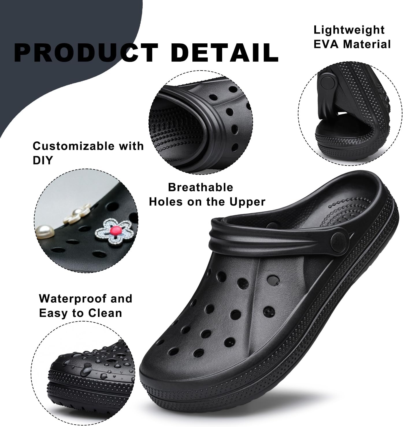 Raoendis Womens Mens Garden Clogs Shoes Comfortable Slip-On Sandals Summer Walking & Outdoor Beach Shoes