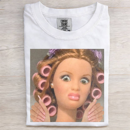 FACE DOLL GIRL FUNNY MEME TEE