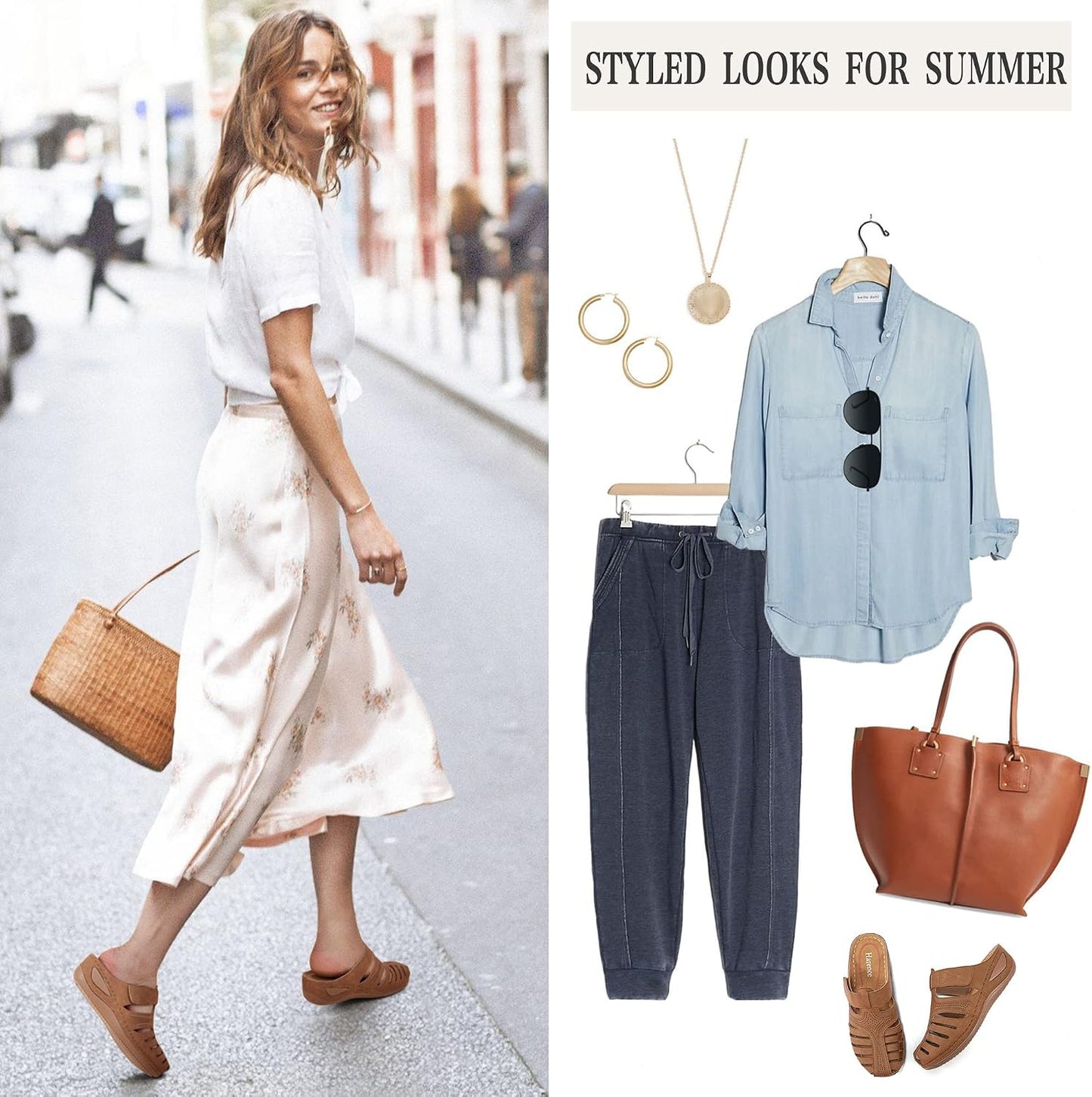 HARENCE Clogs for Women Mules Shoes: Comfortable Dressy Closed Toe Platform Sandals 2026 Summer Casual Adjustable Slip On Walking Wedges