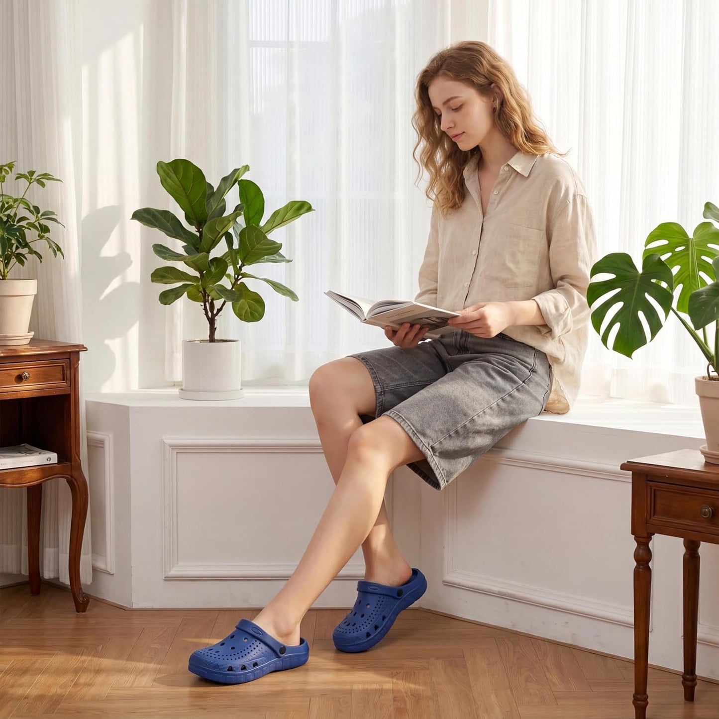 Womens Slip on Clogs Casual Mules Cushioned Comfortable Garden Shoes Non Slip Slides for Women Indoor Outdoor