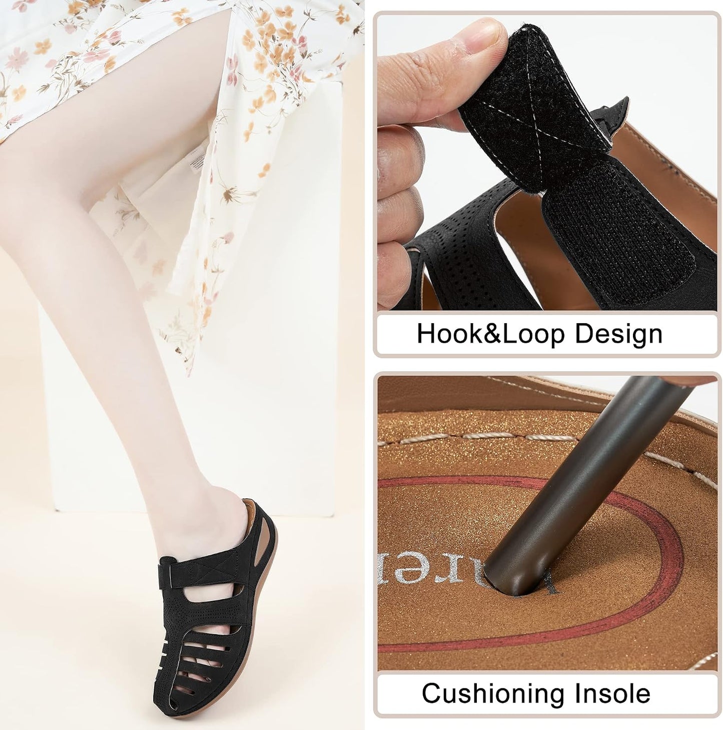 HARENCE Clogs for Women Mules Shoes: Comfortable Dressy Closed Toe Platform Sandals 2026 Summer Casual Adjustable Slip On Walking Wedges