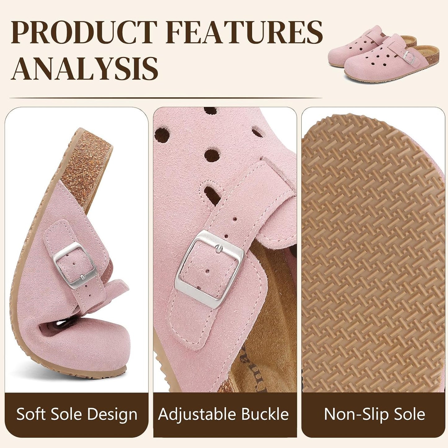 Womens 100% Genuine Suede Clogs Closed Toe Mules with Arch Support | Slip On Potato Shoes Memory Foam Footbed Comfortable Casual Sandals for Daily Wear