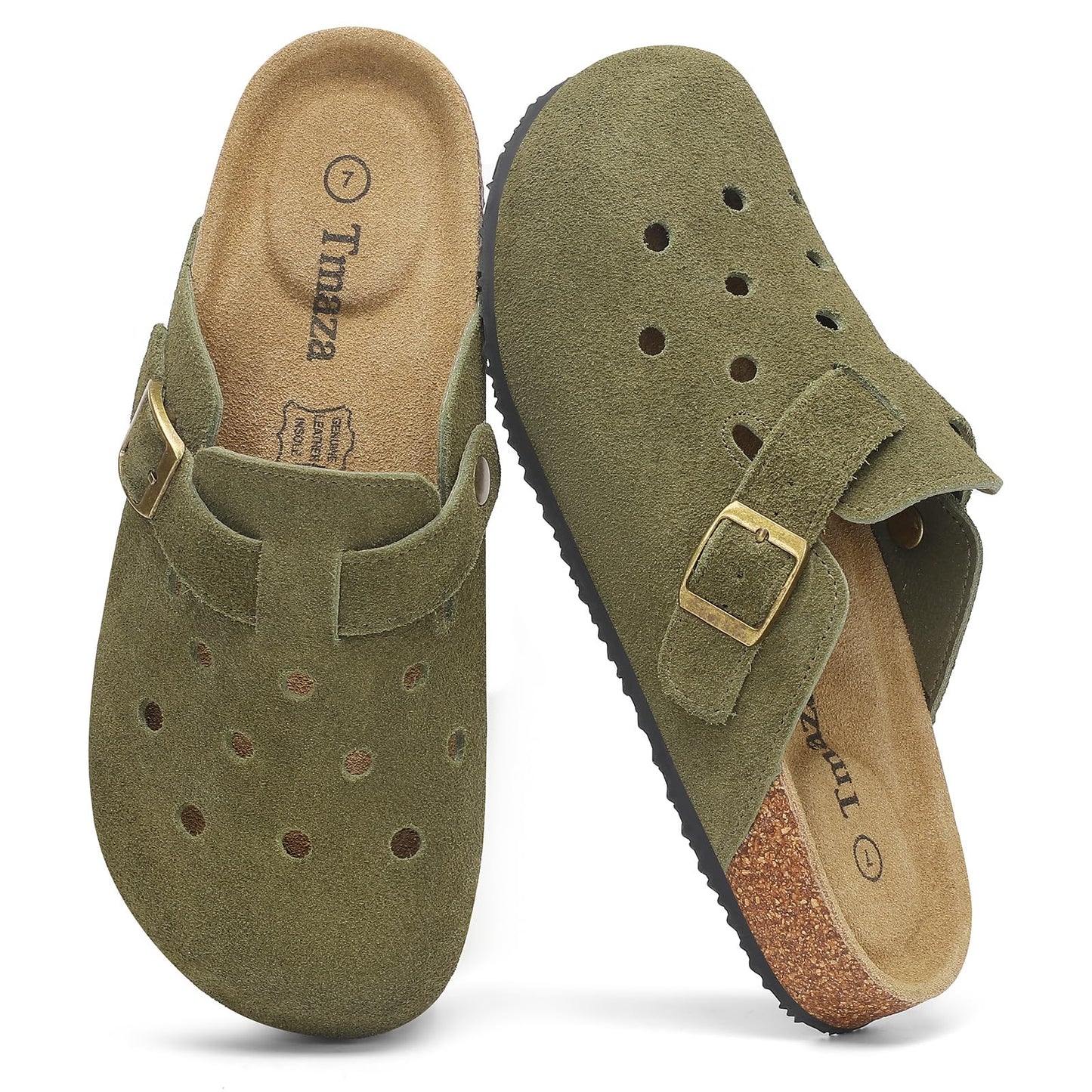 Womens 100% Genuine Suede Clogs Closed Toe Mules with Arch Support | Slip On Potato Shoes Memory Foam Footbed Comfortable Casual Sandals for Daily Wear