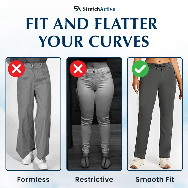 StretchActive - Women's Ultra Stretch Ice Silk Comfort Casual Pants